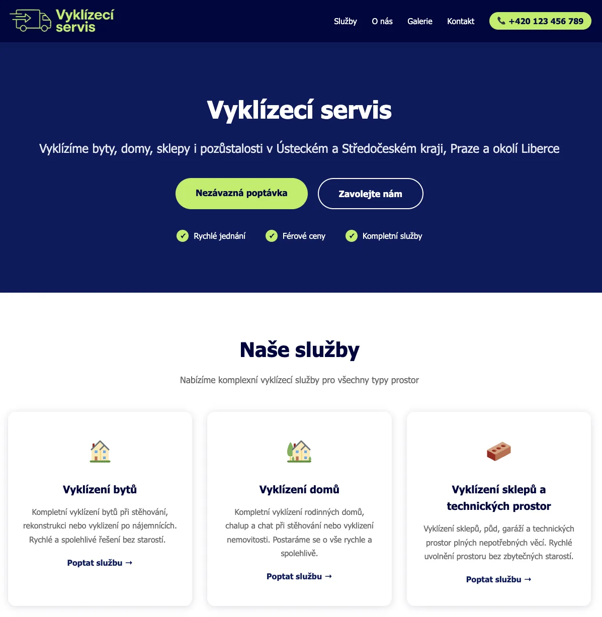 Vyklizeci-servis.cz — WordPress web pro vyklízecí firmu